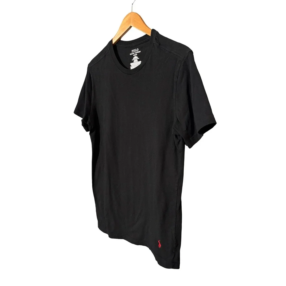Polo Ralph Lauren Mens Slim Fit‎ T-Shirt Medium Black Cotton Red Pony Logo